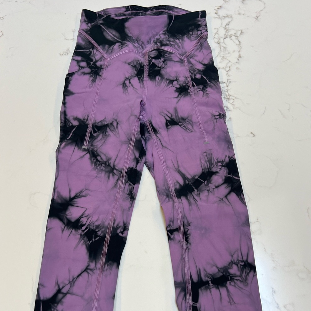 Lululemon black and purple tie dye leggings